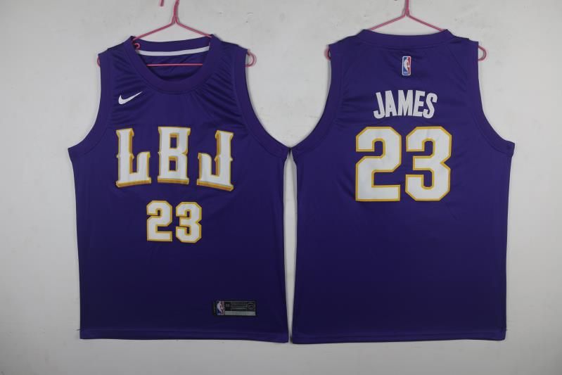 Men Los Angeles Lakers 23 James Purple Game Nike NBA Jerseys